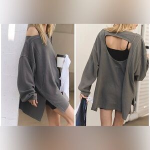 NWT Free People FP Movement It Takes Two Layer - gunmetal gray - XS
